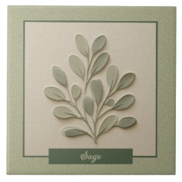 Cozinha de Erva Salvia Verde Suave Relevo Falso