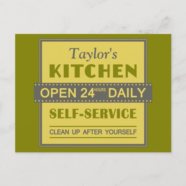 Cozinha - nome personalizado - cartão postal (Frente)