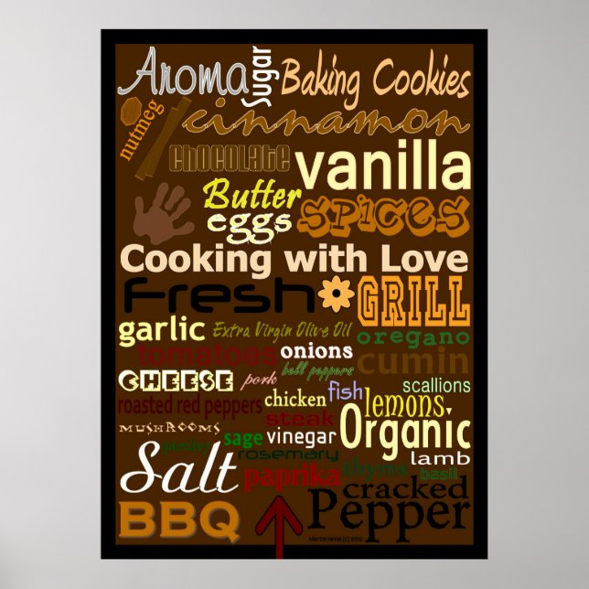 Cozinhar com o Love WordArt™ Poster (Frente)