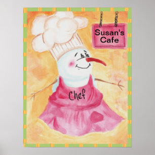 Cozinheiro chefe do boneco de neve no poster do