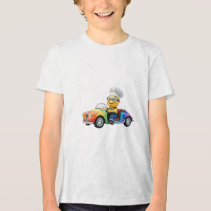 Cozinho Amarelo Fofo Dirigindo Carro Antigo Arco-í