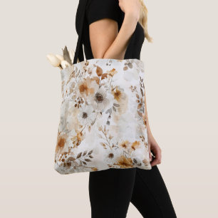 Cozy Autumn Floral Impressão Tote Bag
