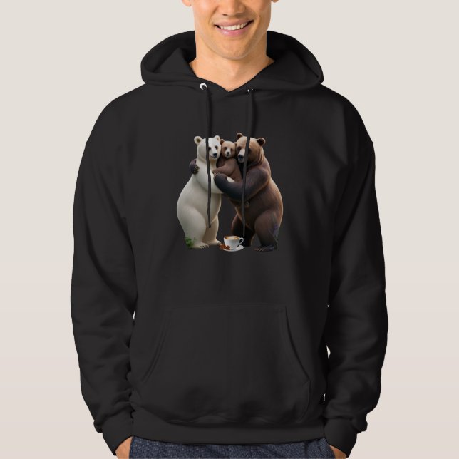 Cozy Bear Family Hug Adult Pullover Hoodie  (Frente)