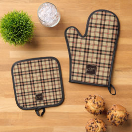 Cozy Beige Charcarboneto Cinza Tartan Monogrammed