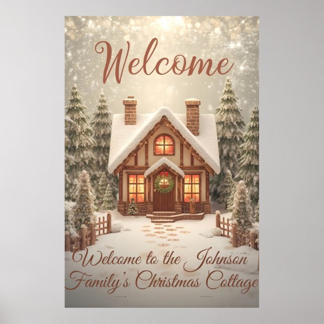 Cozy Christmas Cottage Welcome Poster (Frente)