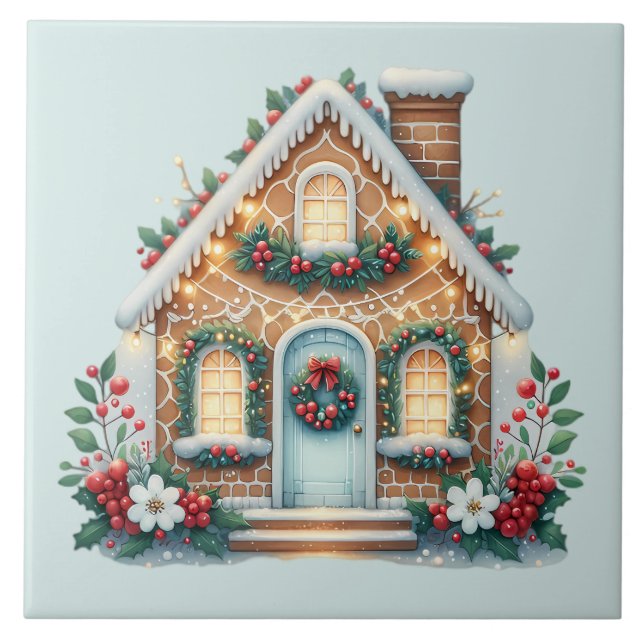 Cozy Gingerbread House Holiday Illustration (Frente)