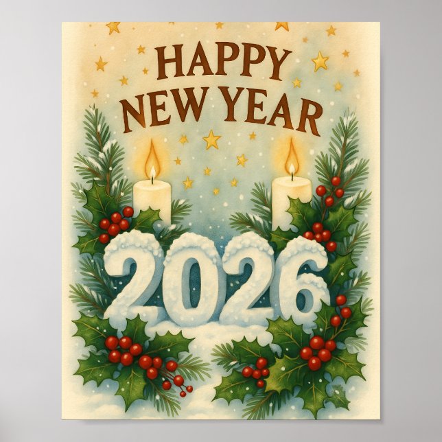 cozy happy new year winter poster (Frente)