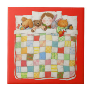 COZY QUILT 4.25x4.25 Azulejo cerâmico - Vermelho