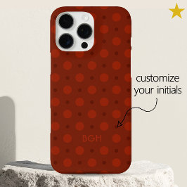 Cozy Red Orange Dots Pattern Custom Name Initials