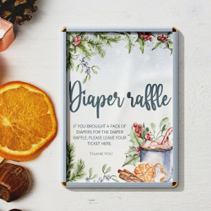 Cozy Winter Hot Cocoa Poster de rifa de fralda de