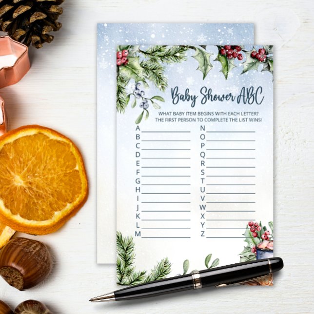 Cozy Winter Hot Cocoa SnowChá de fraldas jogo ABC (Criador carregado)