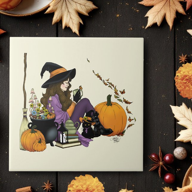 Cozy Witch Vibes Halloween Pumpkins Purple (Criador carregado)