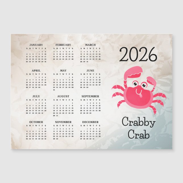 Crabby Crab Design 2026 Calendar (Frente)