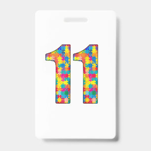 Crachá 11 Birthday Autism Insert For Boy Girl
