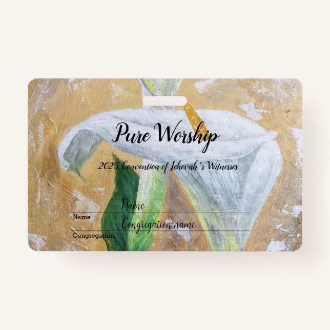 Crachá 2025 Pure Worship acrylics customize text (Frente)