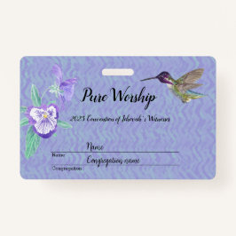 Crachá 2025 Pure Worship water-colored hummingbird