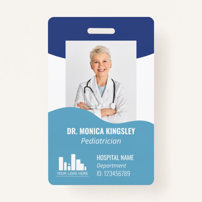 Crachá 2 Shades de logotipo e foto de ondas azuis ID do f (Frente)