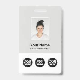 Crachá 3 Logotipos Múltiplos Foto do Funcionário, Código 