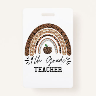 Crachá 9th grade teacher leopard rainbow Thanksgiving day