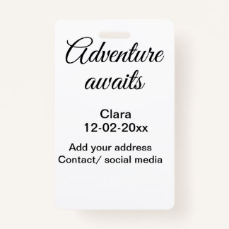 Crachá A aventura começa a adicionar nome data ano local