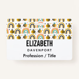 Crachá Abelhas de Bumble Cute e Rainbows Padrão