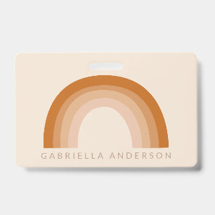 Crachá Abstrato Boho 70s Rainbow Terracotta Personalizado