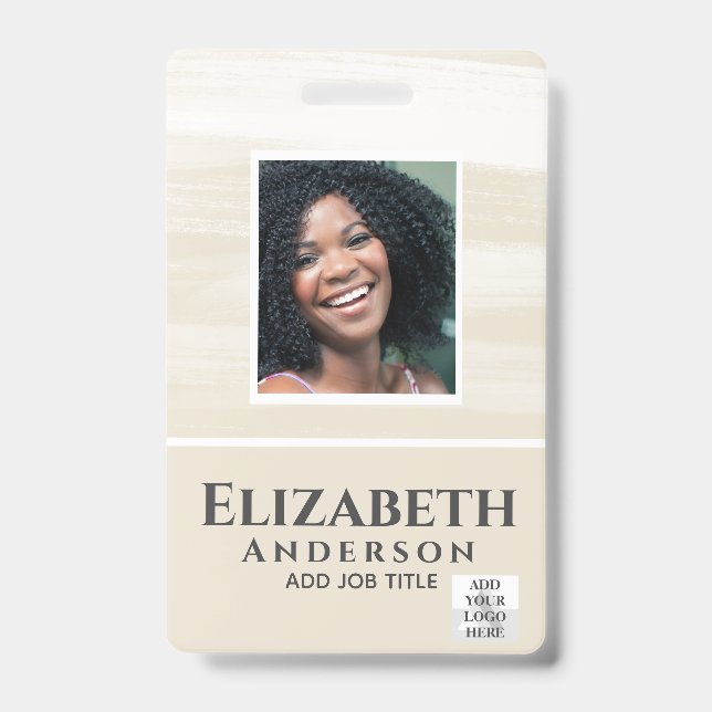 Crachá ABSTRATOS de Aquarela VIP PASS DE Funcionário FOTO (Frente)