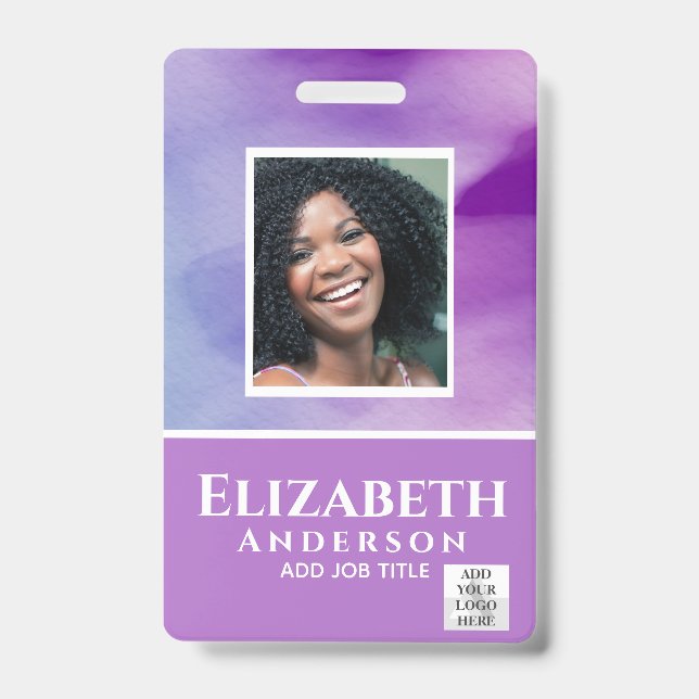 Crachá ABSTRATOS de Aquarela VIP PASS DE Funcionário FOTO (Frente)