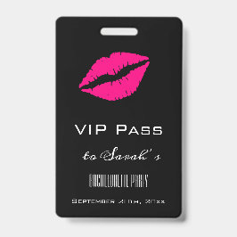 Crachá Acesso à Festa de solteira do Beijo Preto Elegante