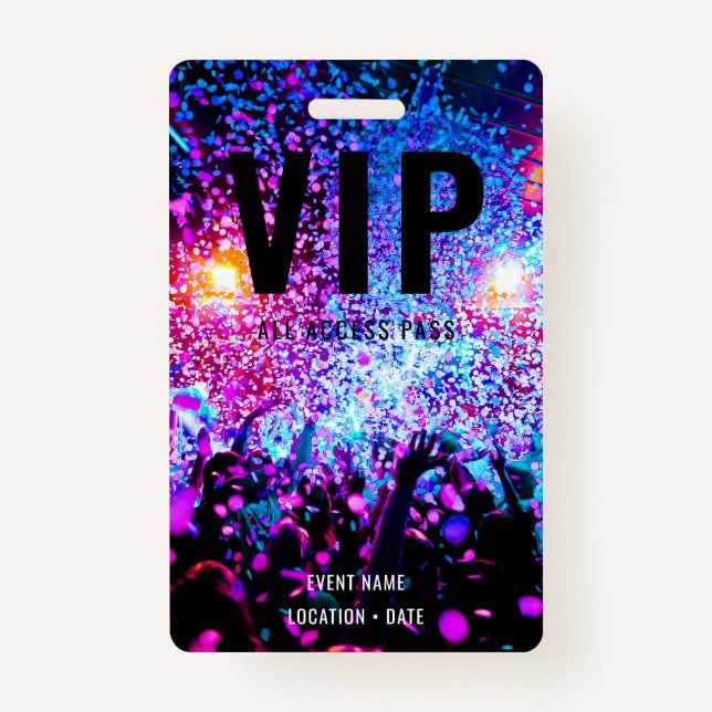 Crachá Acesso a Todos os Eventos Personalizados VIP ou No (Frente)