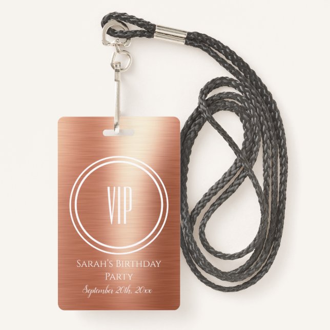 Crachá Acesso VIP à Festa de aniversário de Folha Ouro El (Frente com cordão)