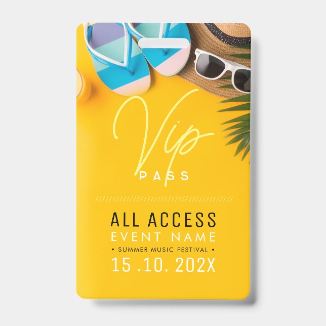 Crachá Acesso vip de verão na praia (Frente)