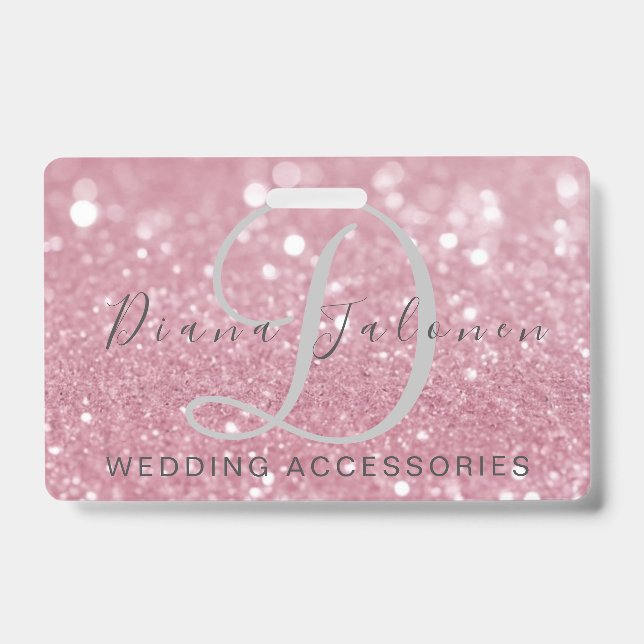 Crachá ACESSÓRIOS DE CASAMENTO A Rosa-claro (Frente)