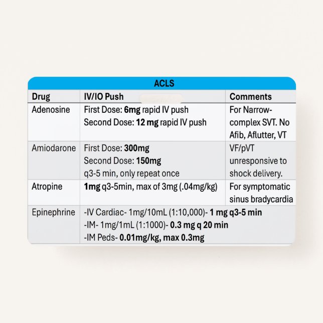 Crachá ACLS/RSI/Crachá de Sedação para Enfermeiro ED (Frente)
