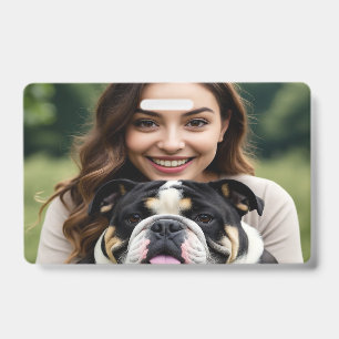 Crachá Adicionar Foto de Bulldog Personalizar