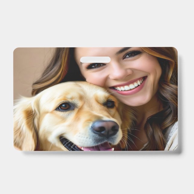 Crachá Adicionar Foto de Retriever Dourado Personalizar (Frente)