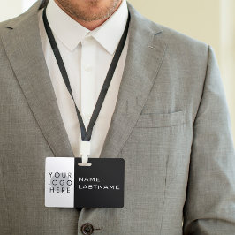 Crachá Adicionar Logotipo Horizontal Simples Nome Branco