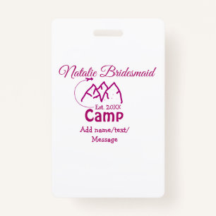 Crachá Adicione nome da dama de campo rosa - ano bachelor