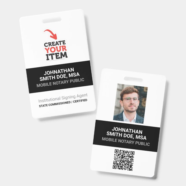 Crachá Adicione seu Logo Código QR de ID de Notário Públi (Frente e verso)