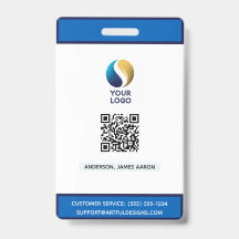 Adicione seu logotipo com código QR Azul Corporati