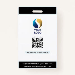 Crachá Adicione seu logotipo com código QR preto na Corpo