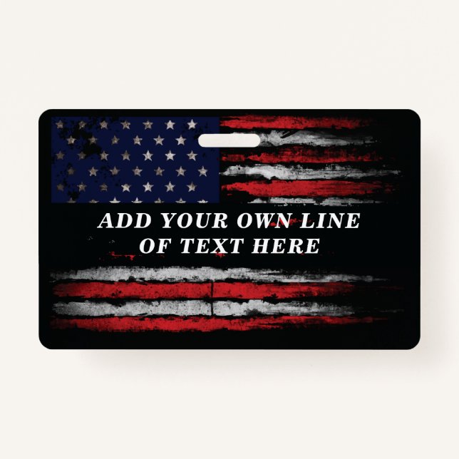 Crachá Adicione seu próprio texto ao sinalizador american (Frente)