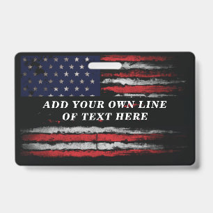 Crachá Adicione seu próprio texto na bandeira americana g