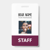 Adorável Etiqueta de Nome de Funcionário Burgundy