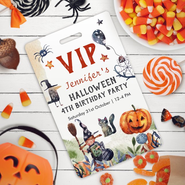 Crachá Adorável VIP de Halloween de Aniversário de crianç (Criador carregado)