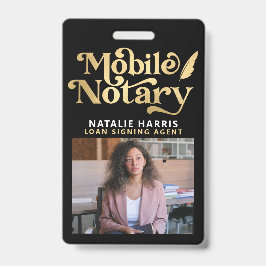 Crachá Agente de Empréstimo Notário Móvel Dourado Elegant