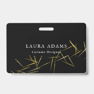 Crachá Agulhas Douradas   Designer de Moda Elegante   Nom
