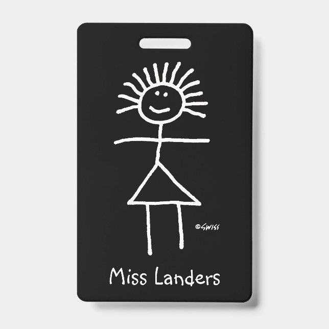 Crachá Alça do giz do professor feminino com Nome de etiq (Frente)