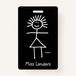 Crachá Alça do giz do professor feminino com Nome de etiq