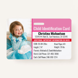 Crachá Alergia de Emergência Médica Foto para ID de Crian